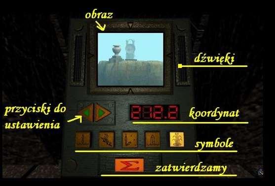 Zapisz sobie, jakie koordynaty widnieją przy każdym z symboli. 1. Krople wody 153,4 2. Szczelina 130,3 3. Wskazówka zegara 55,6 4. Skała 17,0 5. Fontanna 212,2.
