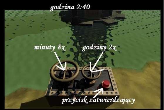Za pomocą kół ustaw na zegarze godzinę, którą odczytałeś w wieży (2:40) i wciśnij