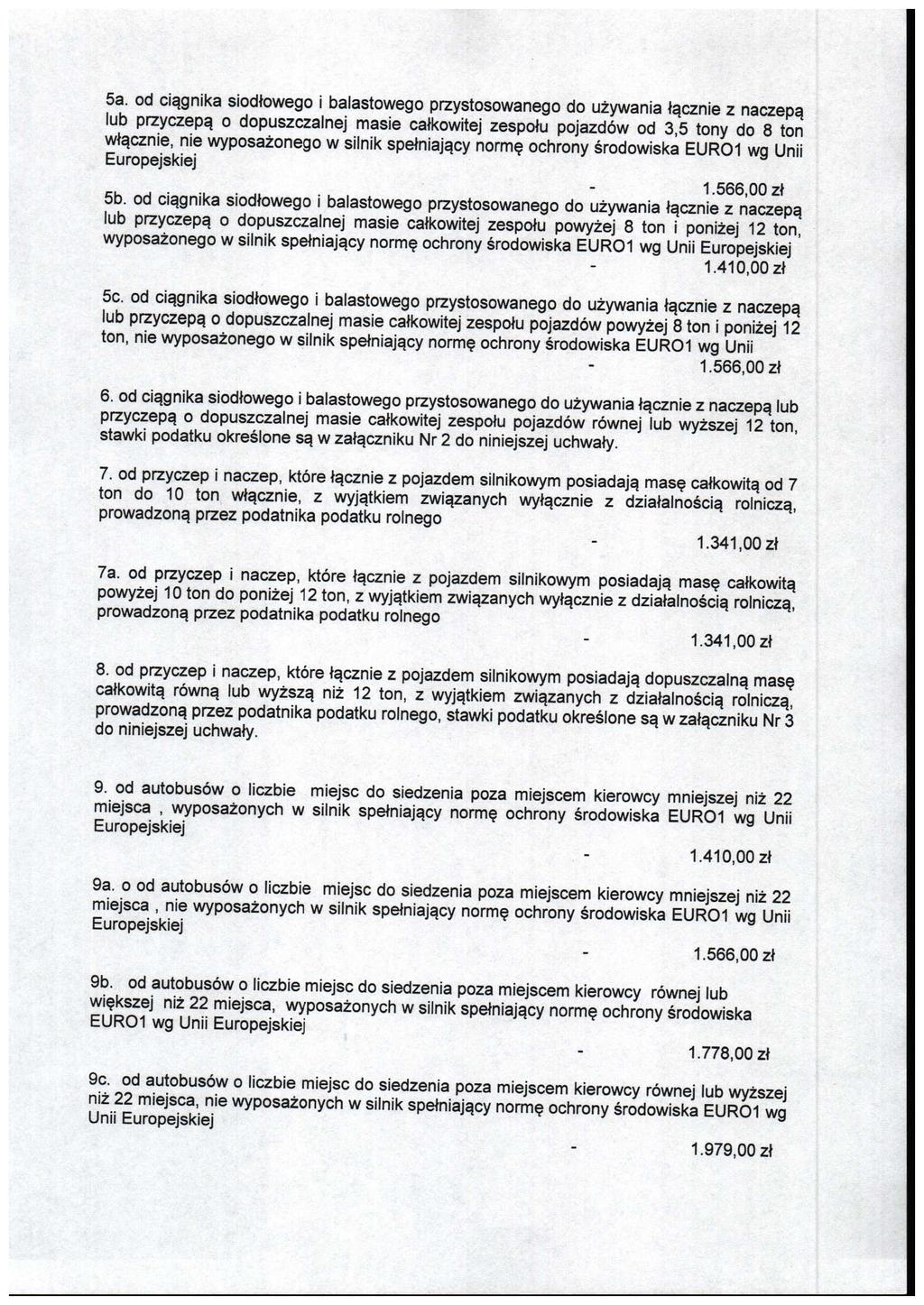 5a. od ciqgnika siodtowego i balastowego przystosowanego do uzywania tgcznie z naczepa.