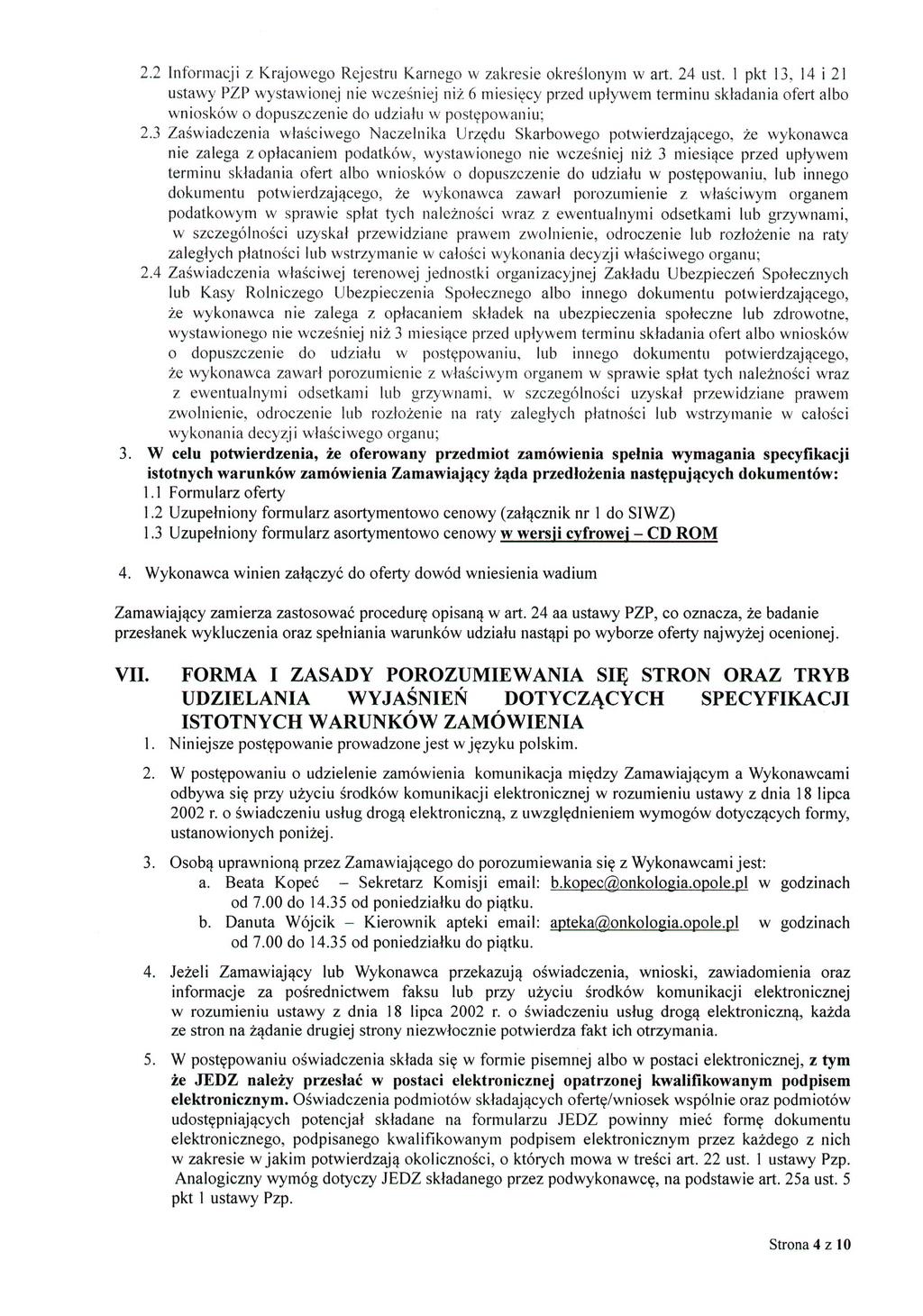 2.2 Informacji z Krajowego Rejestru Karnego w zakresie określonym w art. 24 ust.