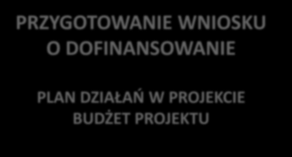 PRZYGOTOWANIE WNIOSKU O DOFINANSOWANIE PLAN DZIAŁAŃ W PROJEKCIE BUDŻET PROJEKTU Wspólny Sekretariat