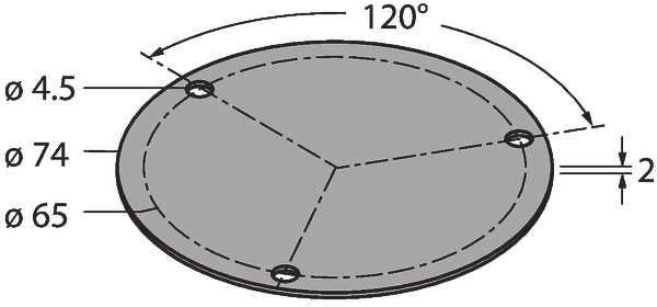 SP1-QR24 1590938 SP2-QR24 1590939 Shield Ø 74 mm, aluminium Shield Ø 74 mm, aluminiuim, with borehole for shaft feedthrough SP3-QR24 MT-QR24