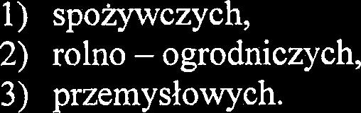 Na terenie targowiska moze by6 prowadzona sprzedai artykulow: 1) spoiywczych, 2) rolno - ogrodniczych, 3) przemyslowych.