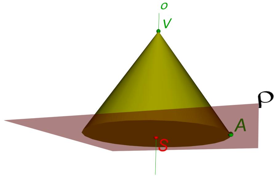 o=uv, vrchol V a bod A na podstavné hraně; U[5; 5; 3], V [ 3; 2; 7], A[4; 1; 6].