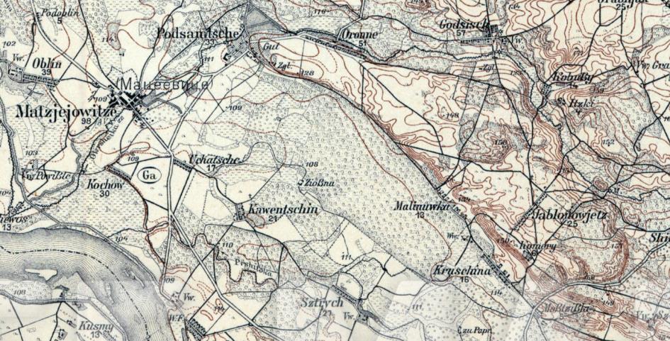 Ryc. 3. Fragment historycznej mapy topograficznej z 1910 roku 5 Środowisko przyrodnicze 5.