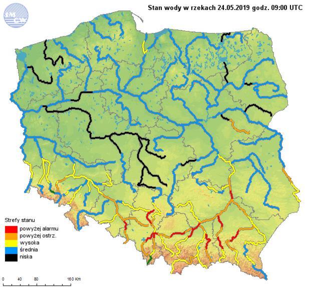Ryc. 2 Stan wody w rzekach 24.05.