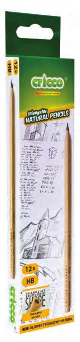 CR310 Trójkątny ołówek Natura HB Triangular natural pencil HB CR310 / CR315 drewniany ołówek o ergonomicznym, trójkątnym przekroju grafit wytrzymały na złamania dostępny w wersji z gumką lub bez