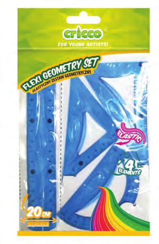 protractor 180 accurate graduations in cm and in inches CR620 4 elements, ruler 20cm 12 144 Zestaw geometryczny 4 elementy z linijką 16cm Geometric set with ruler 16cm CR610 praktyczny i funkcjonalny