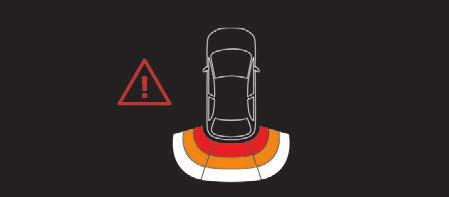 Jazda Wspomaganie parkowania Przy wykorzystaniu czujników w zderzaku układ ostrzega o bliskości przeszkody (np. pieszego, samochodu, drzewa, barierki) znajdującej się w polu wykrywania czujników.