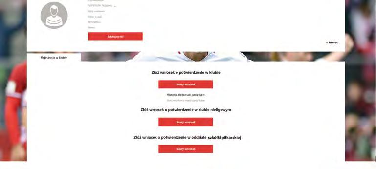 Profil zawodnika W profilu zawodnika, należy kliknąć w przycisk Nowy