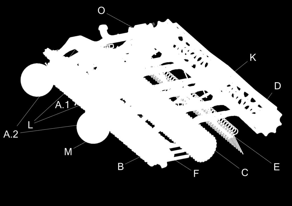 Regulacja mechaniczna / hydrauliczna (opcja) C Rząd talerzy tylny L Siłownik rozkładania ramy D Wał dogniatający M Koła podporowe (również w ARES XL 3.