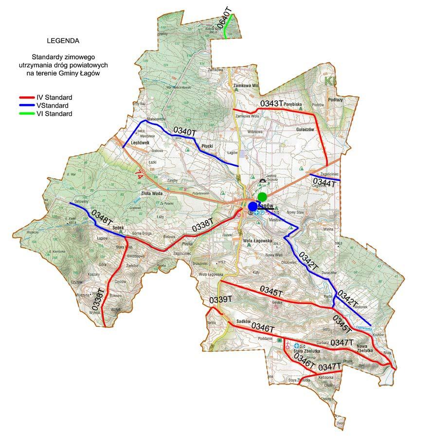 GMINA ŁAGÓW Łączna długość dróg powiatowych na terenie Gminy Łagów wynosi 44,5 km z tego 28,5 km utrzymywane jest w IV standardzie a 16 km w V