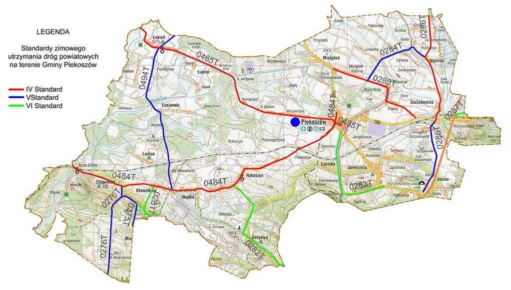 GMINA PIEKOSZÓW Łączna długość dróg powiatowych na terenie Gminy Piekoszów wynosi 61,3 km z
