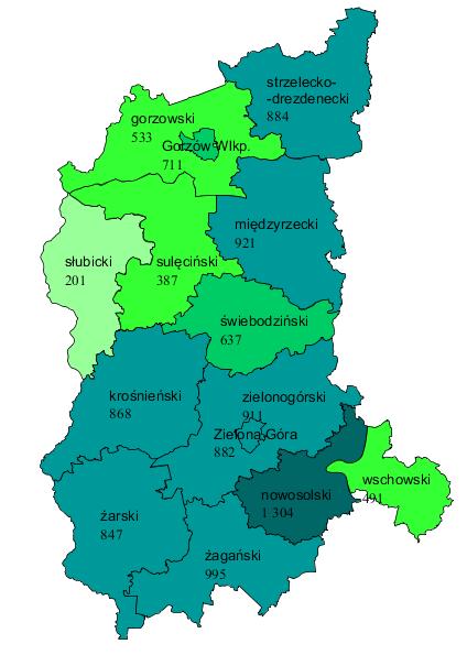 3) Zróżnicowanie lokalne bezrobotnych do 30 roku życia na poziomie powiatów Rysunek 1.