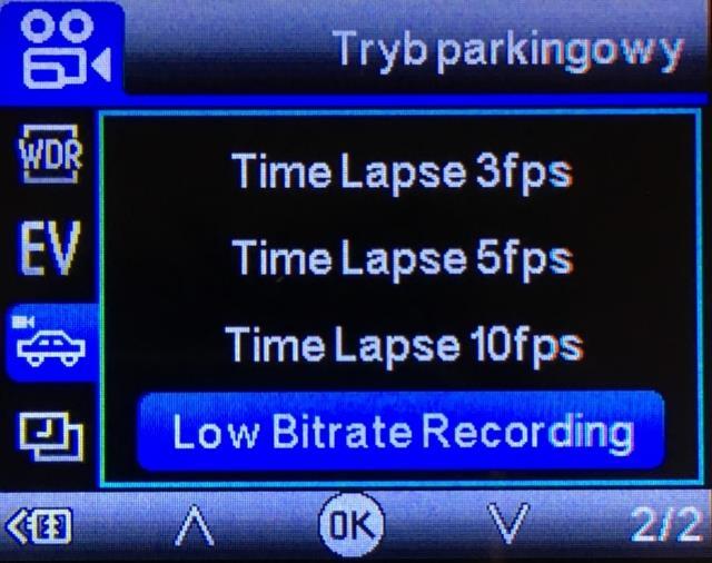 2 Wybierz opcję trybu parkingowego: detekcję ruchu (Auto Event Detection), nagrywanie poklatkowe (Time