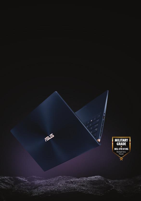 Ultratrwały: wytrzymałość klasy wojskowej ZenBook spełnia ogromnie wymagające kryteria wojskowego standardu MIL-STD-810G, który służy do pomiaru niezawodności i wytrzymałość sprzętu.