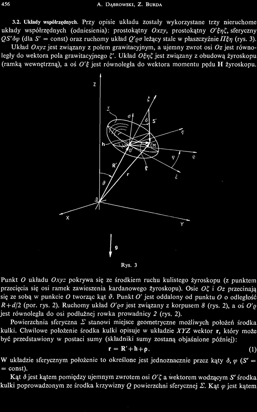 2), a oś O'Q jest równoległa do osi podłuż nej rowka prowadnicy 2 (rys. 2). Powierzchnia sferyczna 27 stanowi miejsce geometryczne moż liwych położ eń ś rodka kulki.