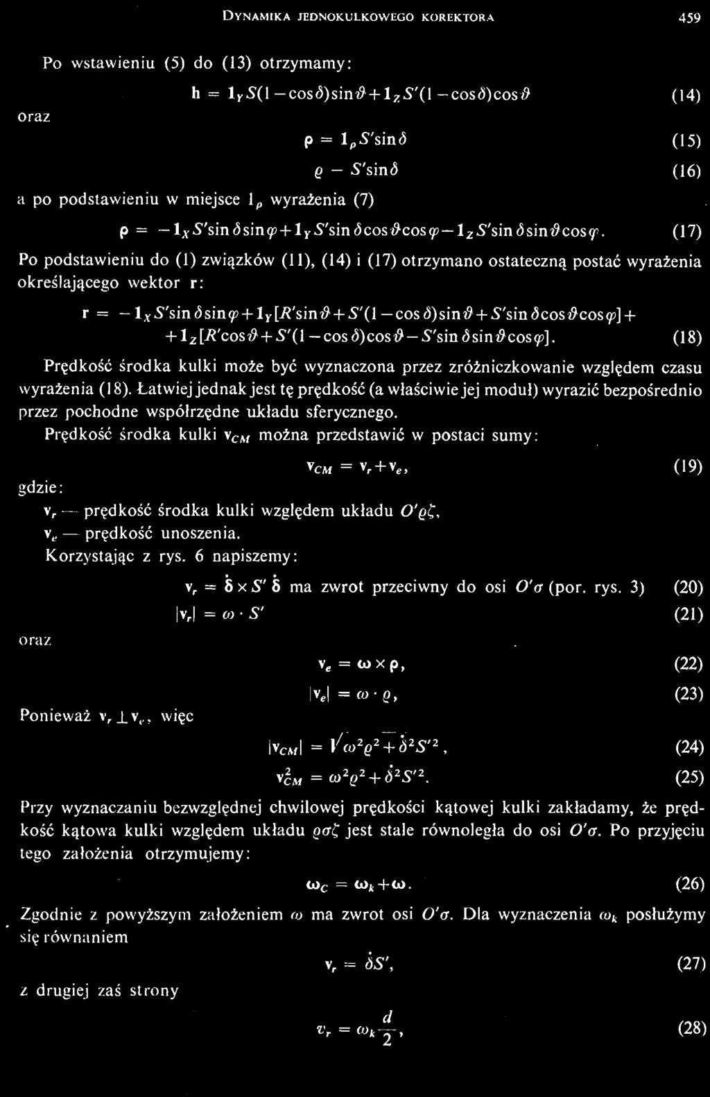 (por. rys. 3) (20) oraz v, =/o S' (21) v e = toxp, (22) Ponieważ v r J.v,,.