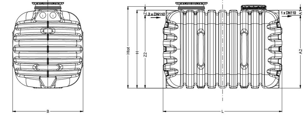 4. Dane techniczne epurbio/epureco 4 2100 l *nr bez wskazania rodzaju pokrywy i nadbudowy epurbio/epureco 6 2700 l epurbio/epureco 7 3400 l Nr produktu* W-086 W-070 W-097