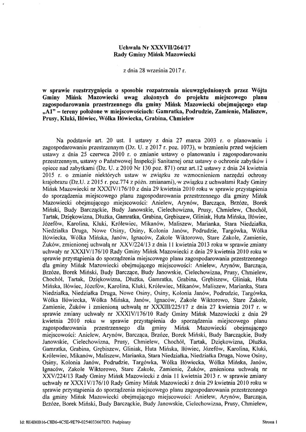 Uchwala Nr VII/264/17 Rady z dnia 28 września 2017 r.