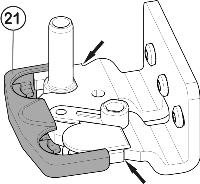 Uruchomienie 4.1.2 Przekładanie płytek zawiasów Fig. 5 u Wyjąć zabezpieczenie Fig. 5 (21) do przodu. u Zdjąć osłonę Fig. 5 (27).* u Ew.