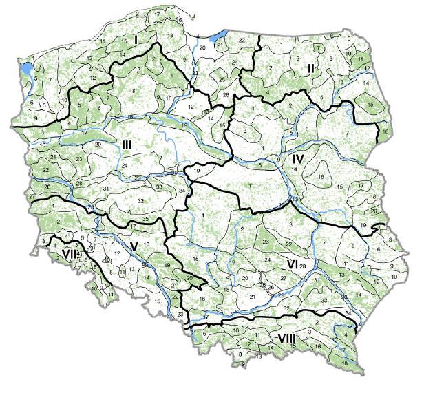 Regionalizacja przyrodniczo-leśna Zróżnicowanie