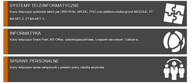 Kategorie na stronie głównej platformy.