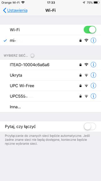 że przełącznik stworzył Wi-Fi Hotspot do którego należy podłączyd się telefonem.
