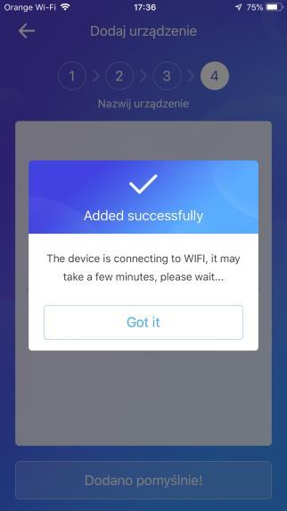 Rozpocznie się proces parowania urządzenia z Twoją siecią Wi-Fi.