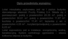 Opis przedmiotu wynajmu: Pokoje nr 1, 2, 3 Lokal mieszkalny usytuowany jest na I