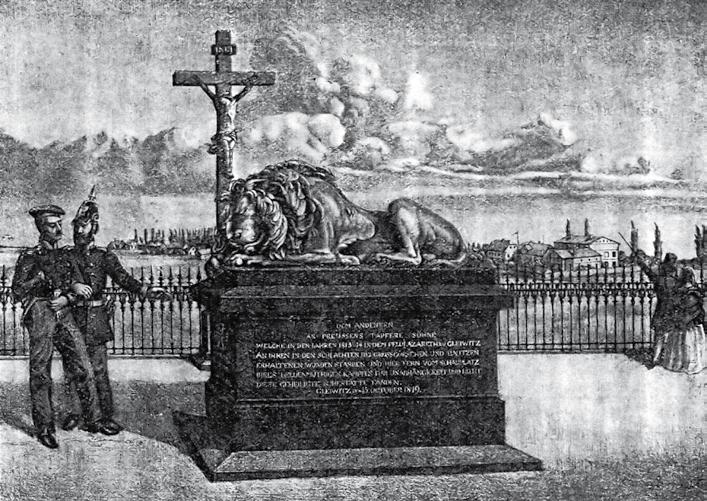 Lew śpiący, Gliwice, pierwotna lokalizacja po 1849 r.