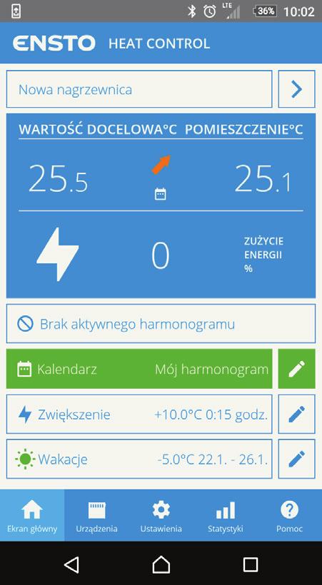 Używanie aplikacji Ensto Heat Control do zarządzania ogrzewaniem w domu jest łatwe, wydajne oraz intuicyjne.