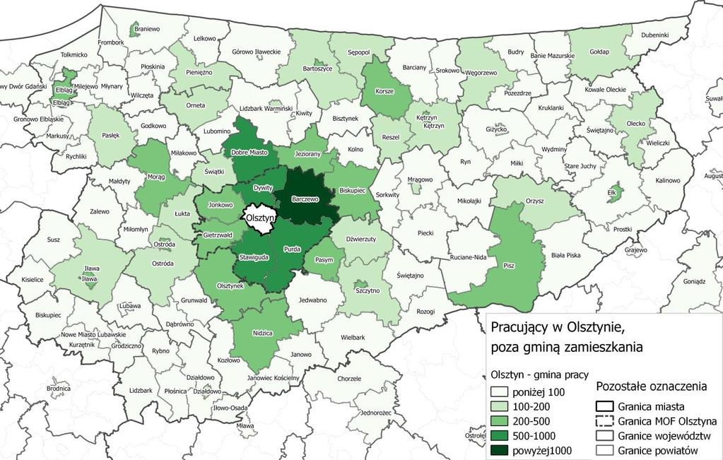 22 z 38 DOJAZDY DO PRACY DO OLSZTYNA - OGÓŁEM 17 208