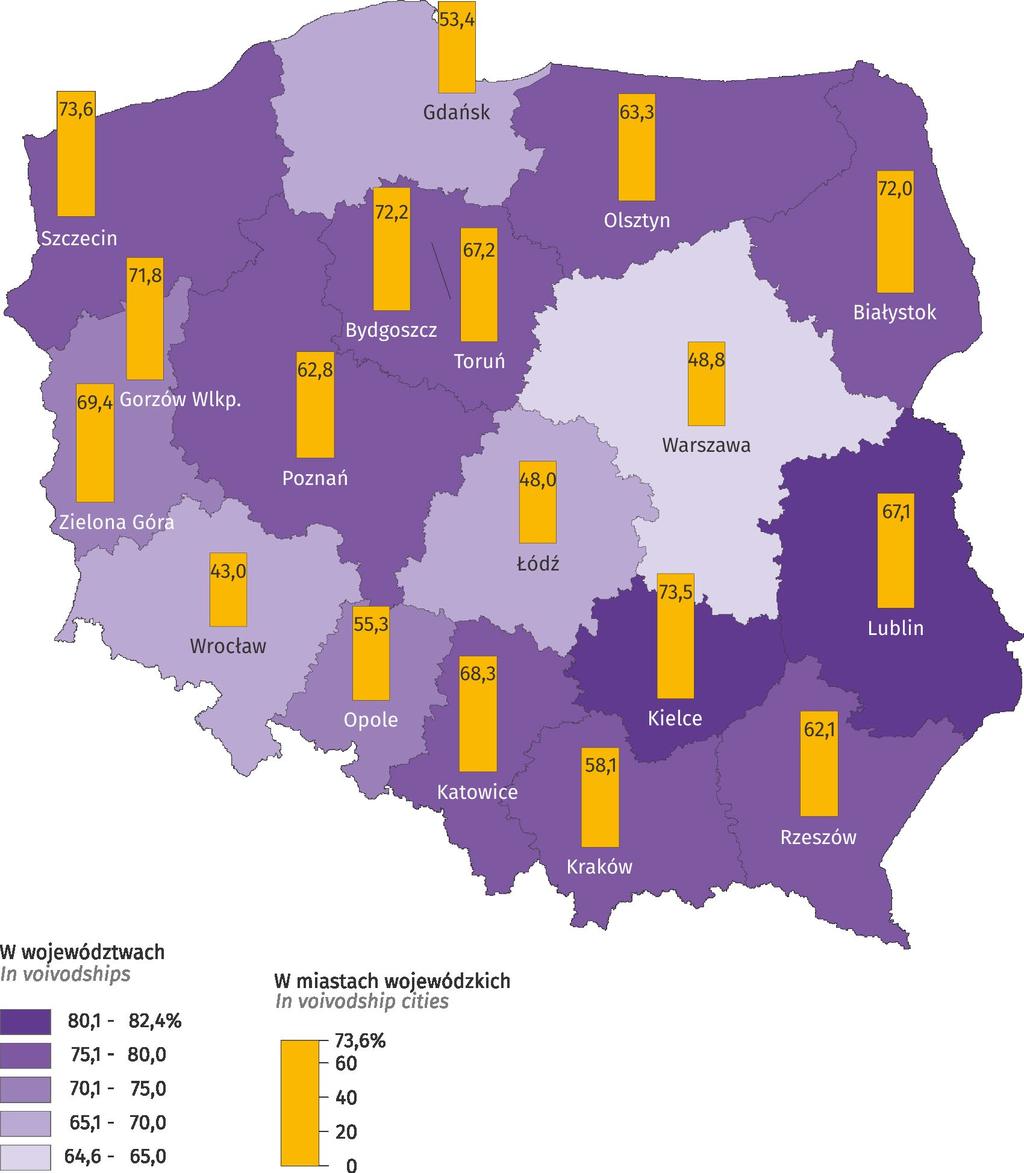 RZESZÓW NA TLE MIAST WOJEWÓDZKICH 2.4. Wymiar sprawiedliwości 2.4. Justice Mapa 9. Map 9.