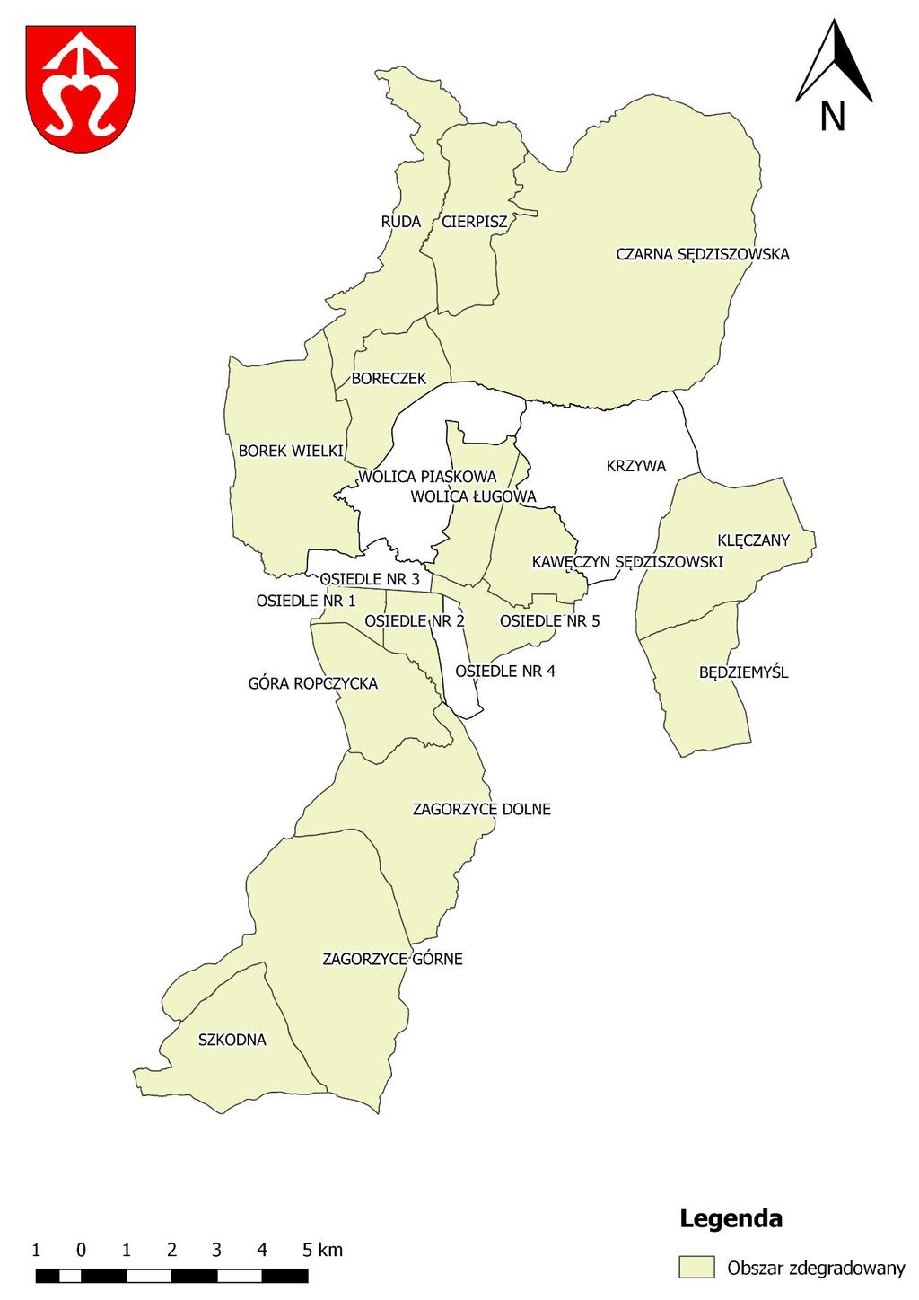 Mapa 14 Granice wyznaczonego obszaru zdegradowanego na