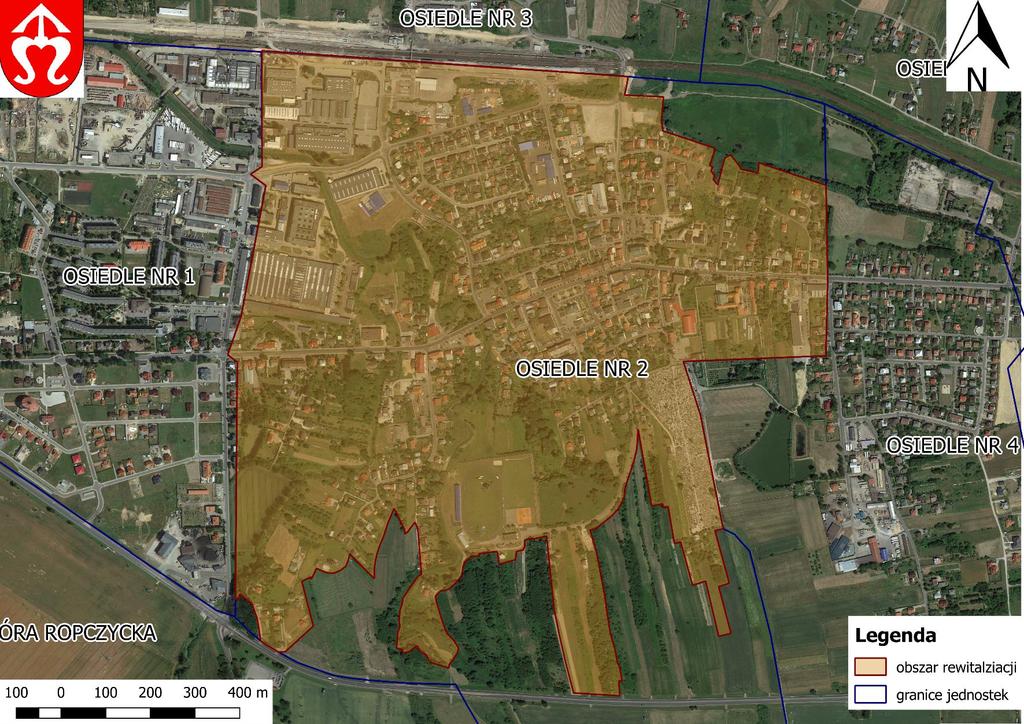 Mapa 16 Granice wyznaczonego obszaru rewitalizacji na terenie Gminy Sędziszów