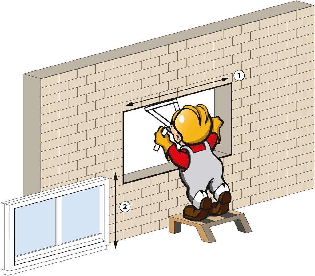 Wskazówki dotyczące obróbki: Krok 1: Wymierzyć otwór w murze i ramę okna. Krok 2: Oczyścić ramę okna (np.