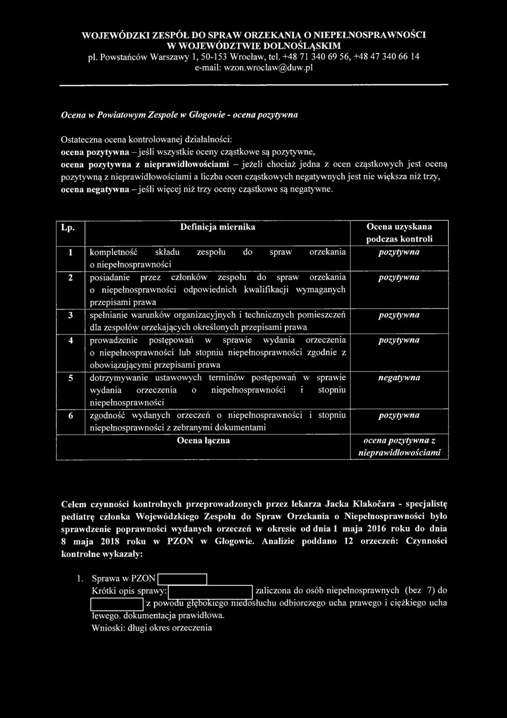 więcej niż trzy oceny cząstkowe są negatywne. Lp.