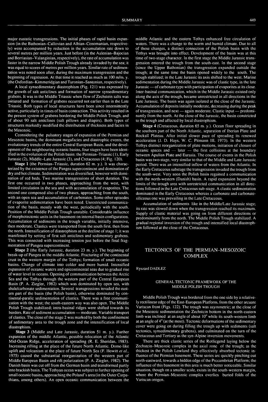 SUMMARY 449 major eustatic transgressions.