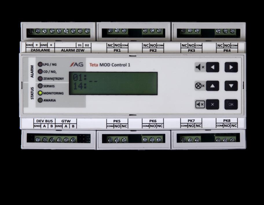 *Uwtkwer uwegą uwąioe smoę~d pmgąfe uzsoyę~ utrmewt~ągld *, Moduł Jednostki terującej MOD Control jest urządzeniem odpowiadającym za kontrolę pracy czujników gazu oraz za dedykowane sterowanie