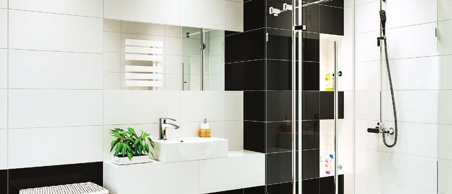 Płytki ceramiczne połysk 19,97/m 2 Glazura MONO GLOSSY wym.: 25 x 60 cm, kolory: biały i czarny kod: 45574424, 45574431 4 pkt. PŁYTKA REKTYFIKOWANA 29,95-26% 21,97/m 2 1 Glazura NAVONA wym.