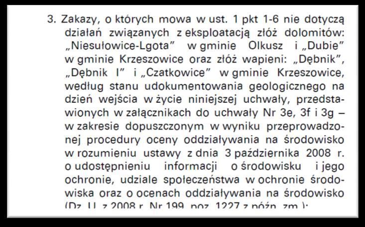 POSZERZENIE EKSPLOATACJI Zmiana Uchwały Sejmiku Województwa Małopolskiego o