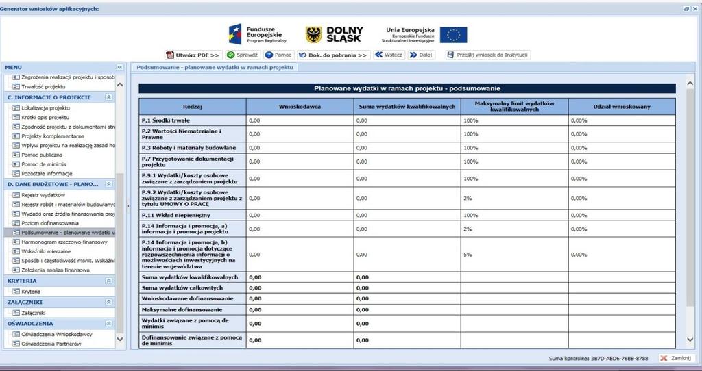 PLANOWANE WYDATKI W RAMACH PROJEKTU PODSUMOWANIE