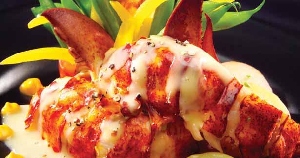 3 tbsp onion, finely diced ¾ cup white wine ½ lb cold butter, cut into ½ inch cubes 2 tbsp heavy cream 2 tbsp fresh lemon juice Fresh cracked black pepper, to taste 2 raw green lobster tails, split