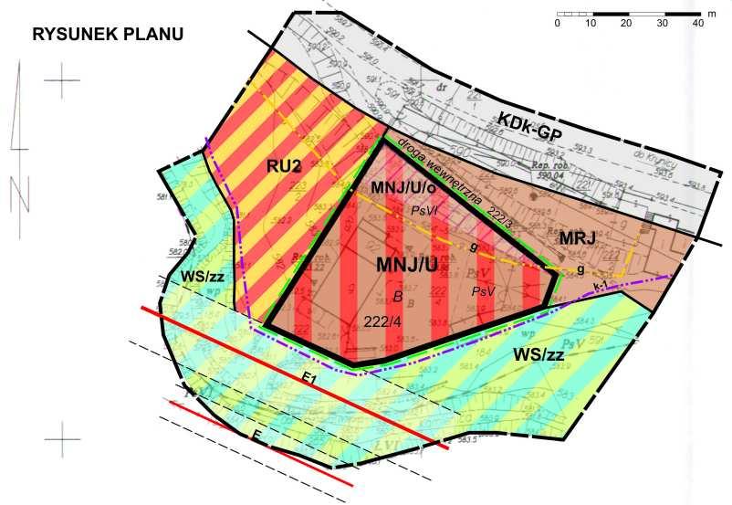 nr: 222/4 skala 1:1000 Plan w podanej skali
