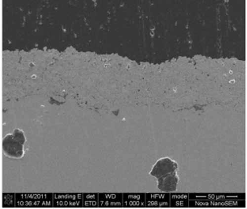 7 YSZ-3 coating: (a) cross-section, (b)