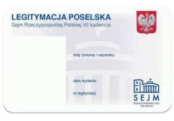 Wzór nr 1 do 10 WZÓR LEGITYMACJI POSELSKIEJ 1.