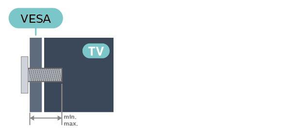 2 maks.:15mm) Instalacja Przygotowanie Upewnij się, że metalowe śruby służące do zamocowania telewizora do wspornika zgodnego ze standardem VESA wchodzą na około 10 mm w gwintowane tulejki telewizora.