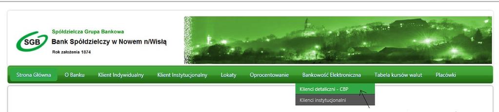 pl, następnie należy wybrać Bankowość Elektroniczna Klienci detaliczni - CBP.