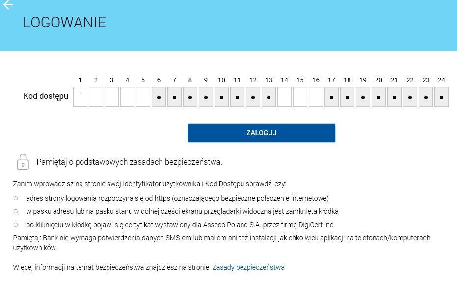 2.1 Kolejne logowania do systemu Przy kolejnych logowaniach należy w jasnych kratkach (niewyszarzonych i bez ) wpisać tylko te znaki z hasła, na które wskazują cyfry.